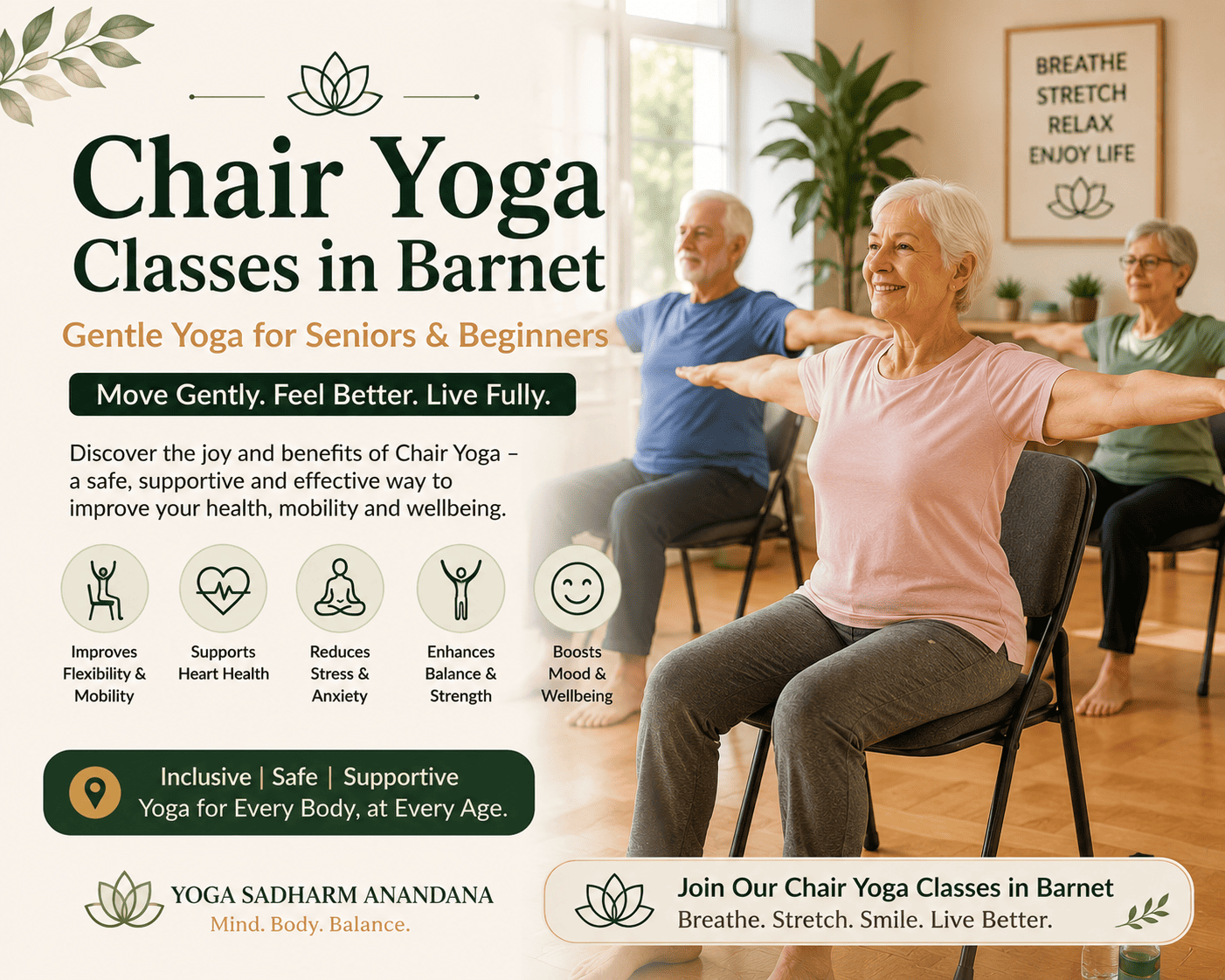 Chair Yoga Classes in Barnet | Gentle Yoga for Seniors & Beginners – Yoga Sadharm Anandana