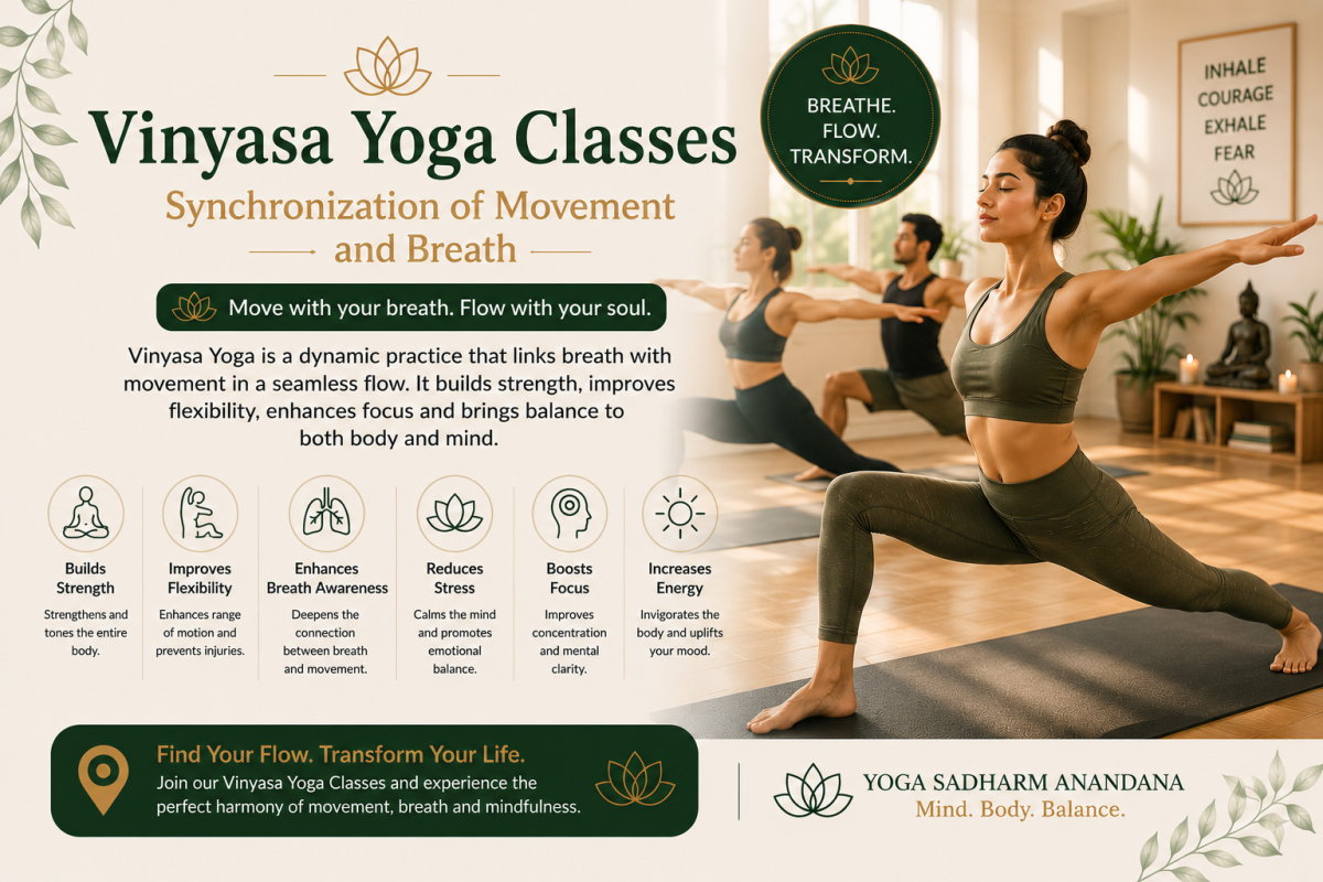 Vinyasa Yoga Classes: Synchronization of Movement and Breath in Yoga Sadharm Anandana